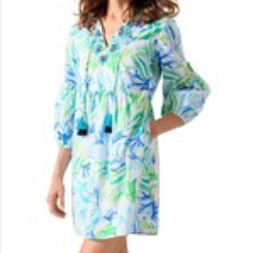 Tommy Bahama‎ size XSP NWOT sea fronds split neck cotton mini dress